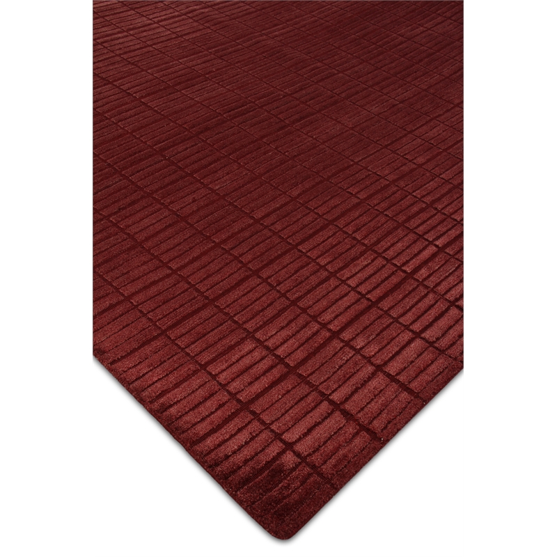 Blocks Handloomed Viscose Red 9'x11' Area Rug