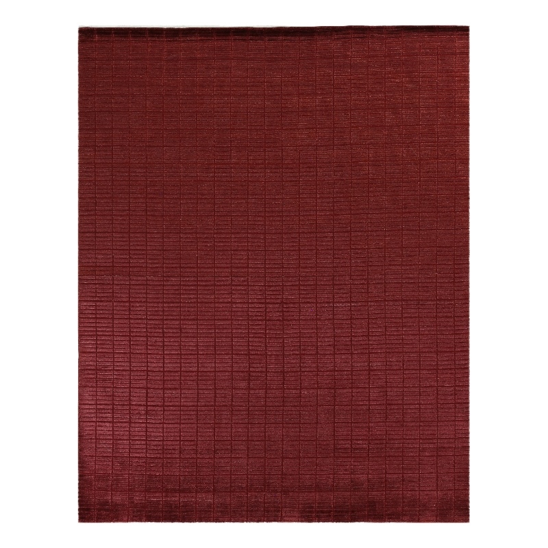 Blocks Handloomed Viscose Red 9'x11' Area Rug