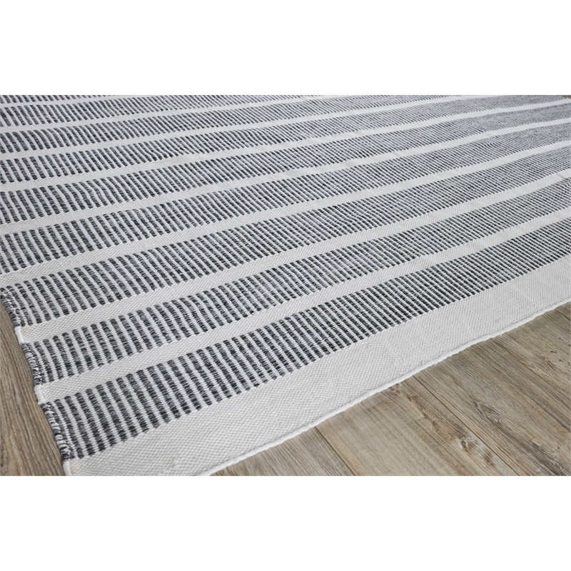 Boca Flatweave Pet Ivory/Black 10'x14' Area Rug