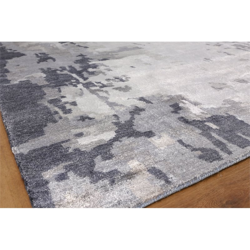 Bamboo Silk Hand-Knotted Bamboo Silk Blue/Gray 9'6