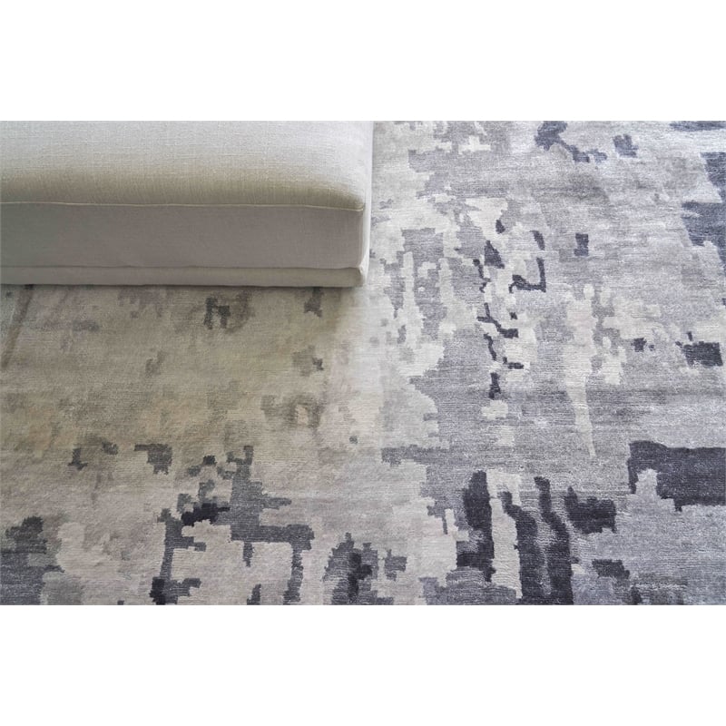 Bamboo Silk Hand-Knotted Bamboo Silk Blue/Gray 9'6
