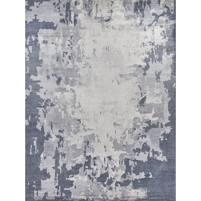 Bamboo Silk Hand-Knotted Bamboo Silk Blue/Gray 9'6