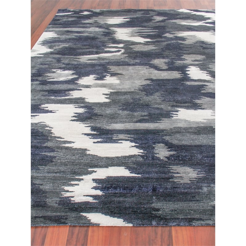 Bamboo Silk Hand-Knotted Bamboo Silk Navy Blue 8'x10' Area Rug