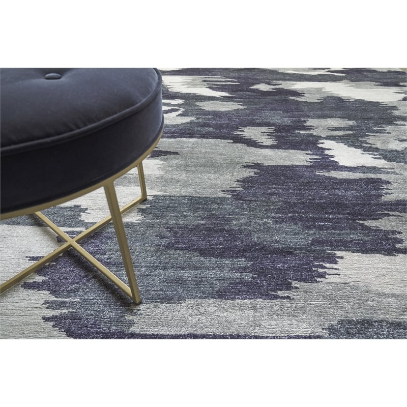 Bamboo Silk Hand-Knotted Bamboo Silk Navy Blue 8'x10' Area Rug