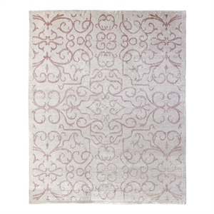 Bamboo Silk Hand-Knotted Bamboo Silk Light Pink/Ivory 10'x14' Area Rug