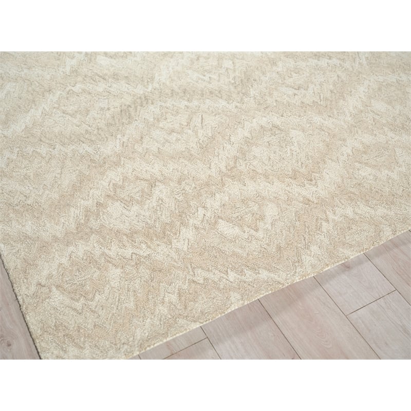 Bargello Hand-Tufted New Zealand Wool Beige 5'x8' Area Rug
