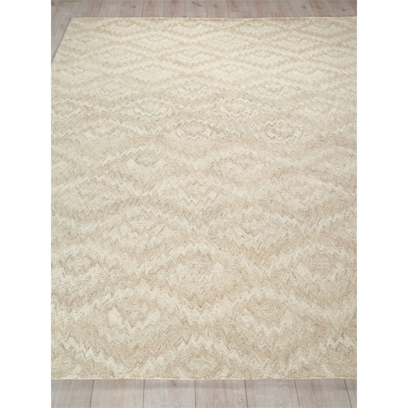 Bargello Hand-Tufted New Zealand Wool Beige 5'x8' Area Rug