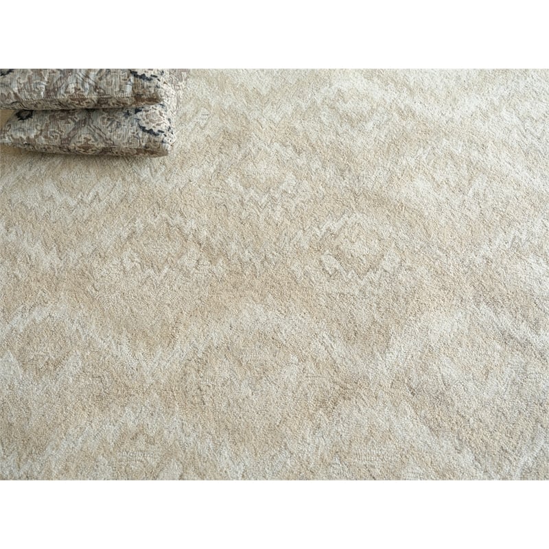 Bargello Hand-Tufted New Zealand Wool Beige 5'x8' Area Rug