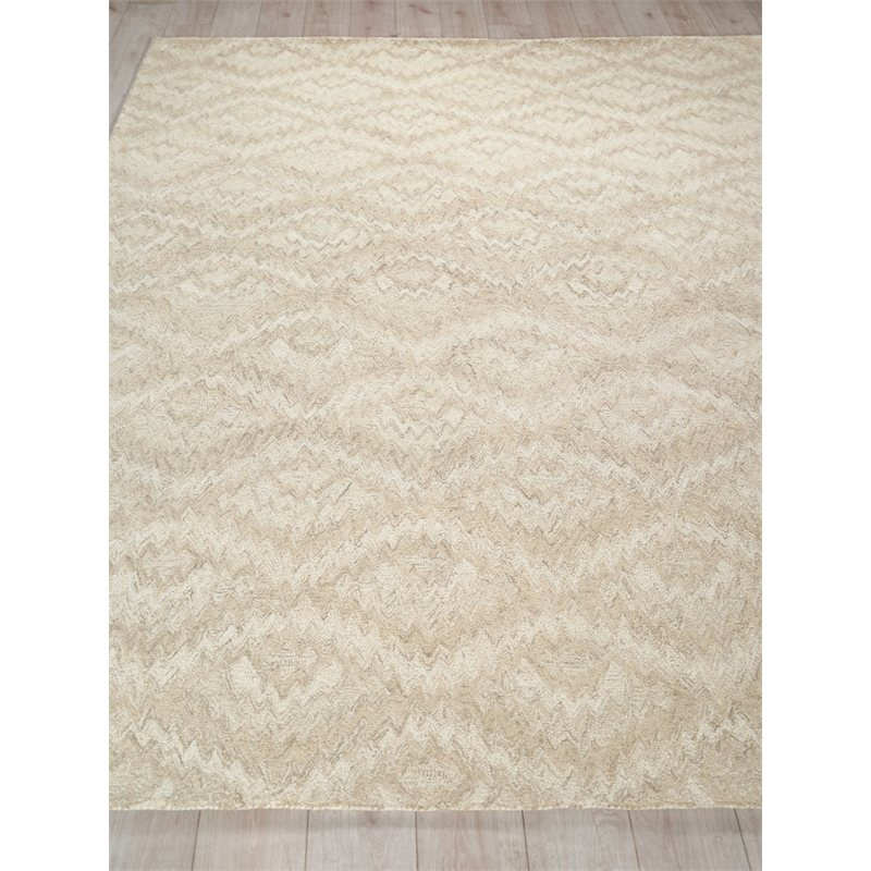 Bargello Hand-Tufted New Zealand Wool Beige 6'x9' Area Rug