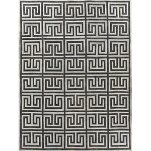 Berlin Hand-Tufted Leather/Viscose Charcoal/Ivory 8'x10' Area Rug
