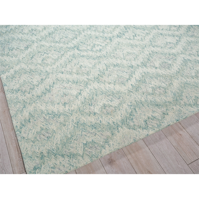 Bargello Hand-Tufted New Zealand Wool Turquoise 14'x18' Area Rug