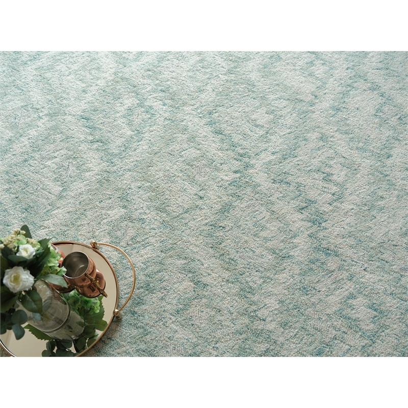 Bargello Hand-Tufted New Zealand Wool Turquoise 14'x18' Area Rug