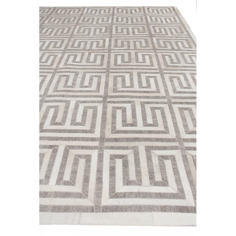 Berlin Hand-Tufted Leather/Viscose Silver/Ivory 8'x10' Area Rug