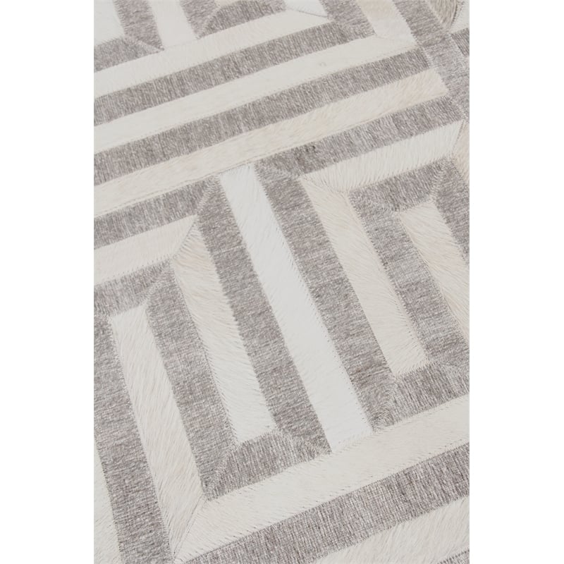 Berlin Hand-Tufted Leather/Viscose Silver/Ivory 8'x10' Area Rug