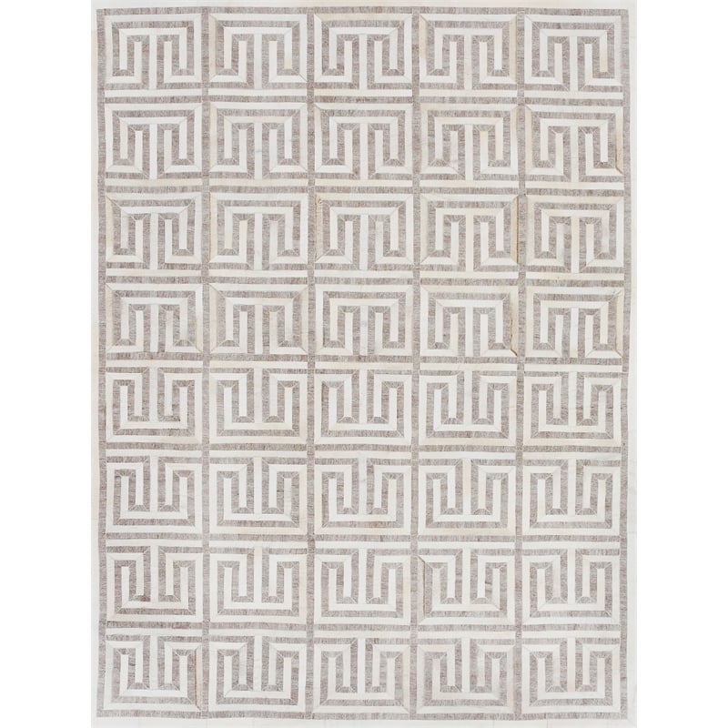 Berlin Hand-Tufted Leather/Viscose Silver/Ivory 8'x10' Area Rug