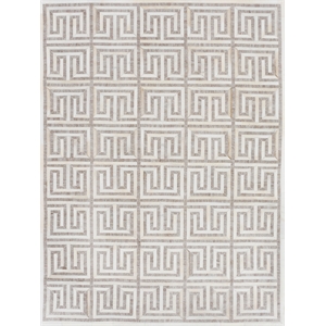 Berlin Hand-Tufted Leather/Viscose Silver/Ivory 8'x10' Area Rug