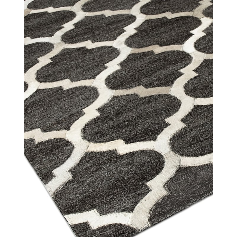 Berlin Hand-Tufted Leather/Viscose Charcoal/Ivory 11'6