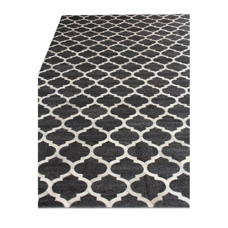 Berlin Hand-Tufted Leather/Viscose Charcoal/Ivory 11'6