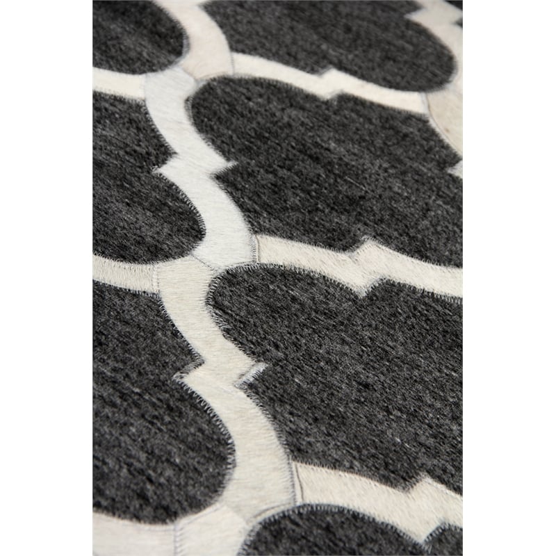 Berlin Hand-Tufted Leather/Viscose Charcoal/Ivory 11'6