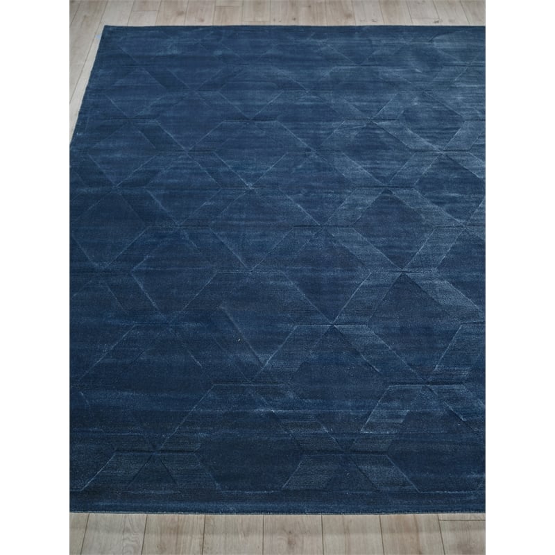 Brunello Modern Handloomed Silky Nylon Navy 6'x9' Area Rug