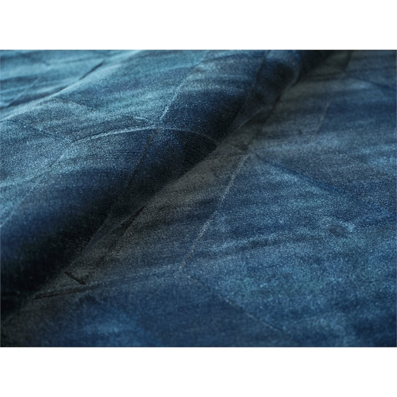 Brunello Modern Handloomed Silky Nylon Navy 6'x9' Area Rug