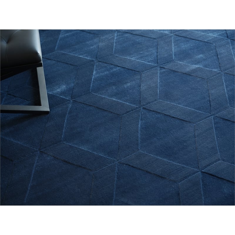 Brunello Modern Handloomed Silky Nylon Navy 6'x9' Area Rug