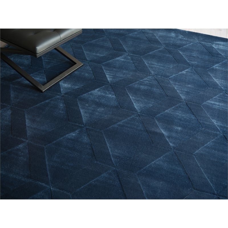 Brunello Modern Handloomed Silky Nylon Navy 6'x9' Area Rug