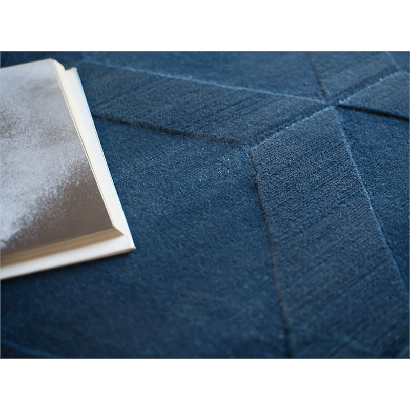 Brunello Modern Handloomed Silky Nylon Navy 6'x9' Area Rug