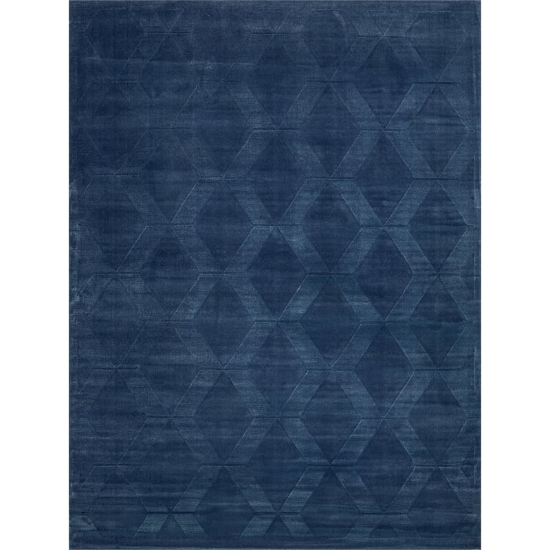 Brunello Modern Handloomed Silky Nylon Navy 6'x9' Area Rug