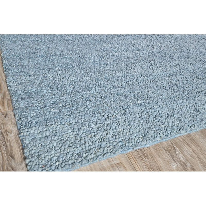 Borelli Handloomed New Zealand Wool Light Blue 6'x9' Area Rug