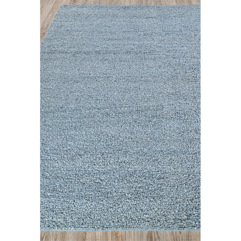 Borelli Handloomed New Zealand Wool Light Blue 6'x9' Area Rug