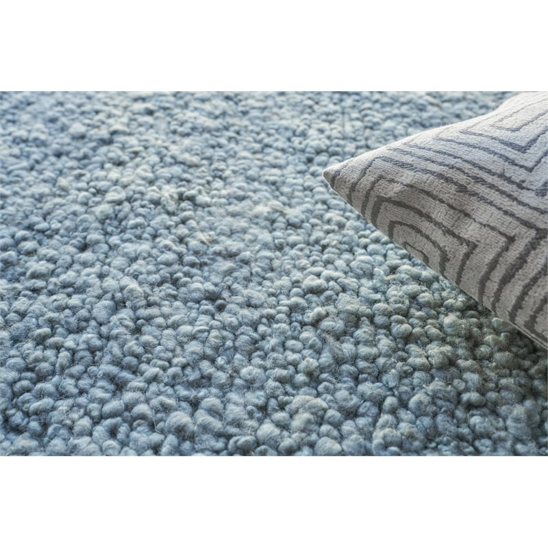 Borelli Handloomed New Zealand Wool Light Blue 6'x9' Area Rug