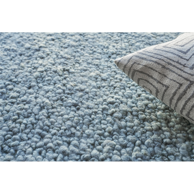 Borelli Handloomed New Zealand Wool Light Blue 9'x12' Area Rug