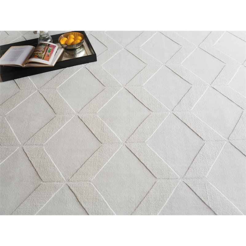 Brunello Modern Handloomed Silky Nylon White 4'x6' Area Rug