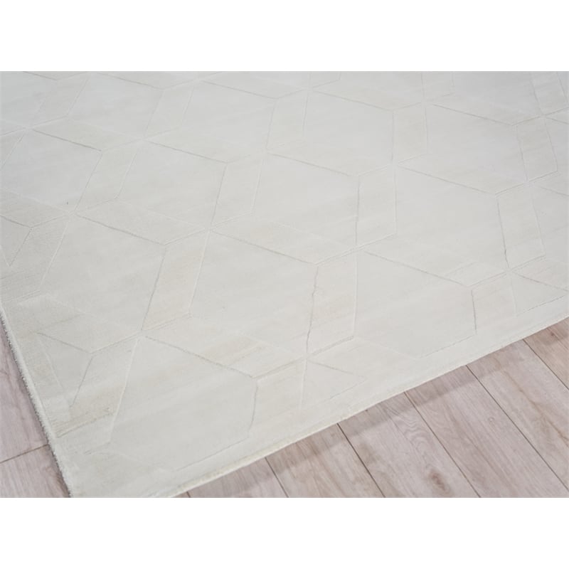 Brunello Modern Handloomed Silky Nylon White 6'x9' Area Rug