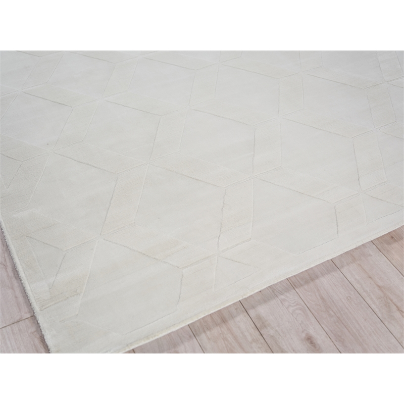 Brunello Modern Handloomed Silky Nylon White 8'x10' Area Rug