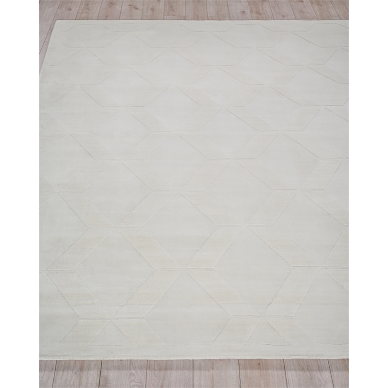 Brunello Modern Handloomed Silky Nylon White 8'x10' Area Rug