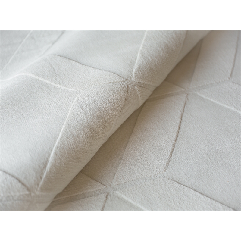 Brunello Modern Handloomed Silky Nylon White 8'x10' Area Rug