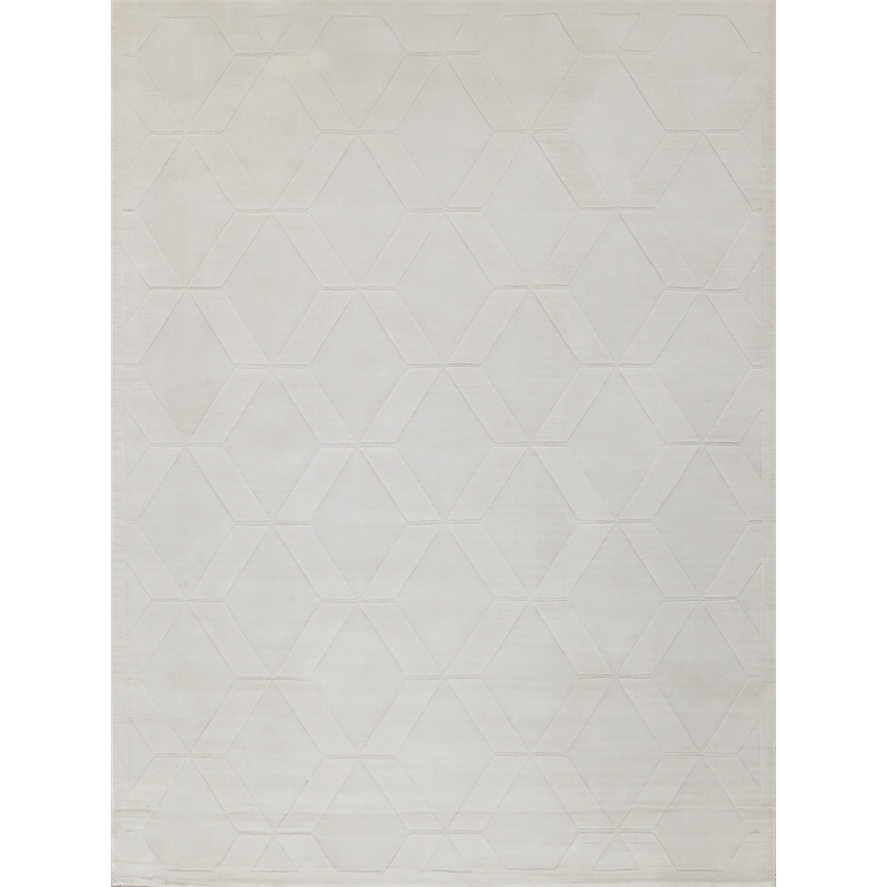 Brunello Modern Handloomed Silky Nylon White 8'x10' Area Rug