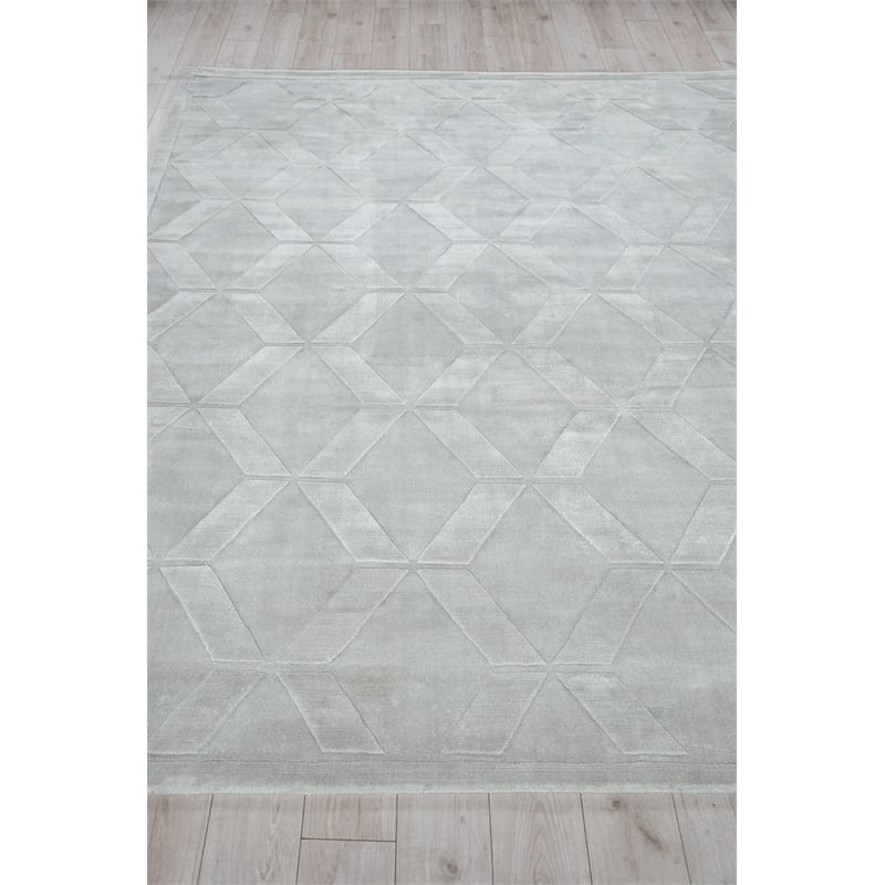 Brunello Modern Handloomed Silky Nylon Light Silver 6'x9' Area Rug