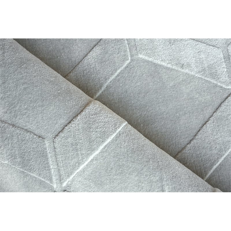 Brunello Modern Handloomed Silky Nylon Light Silver 6'x9' Area Rug