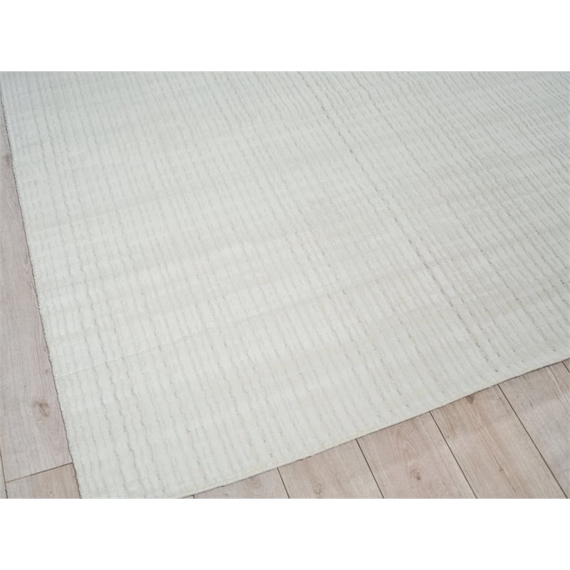Cabrini Modern Handloomed Silky Nylon White 12'x12' Square Area Rug