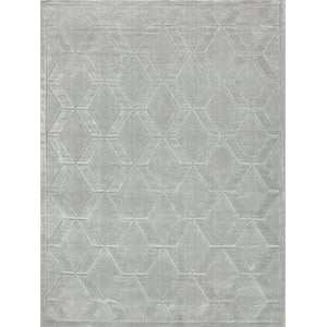 Brunello Modern Handloomed Silky Nylon Light Silver 2'x3' Area Rug