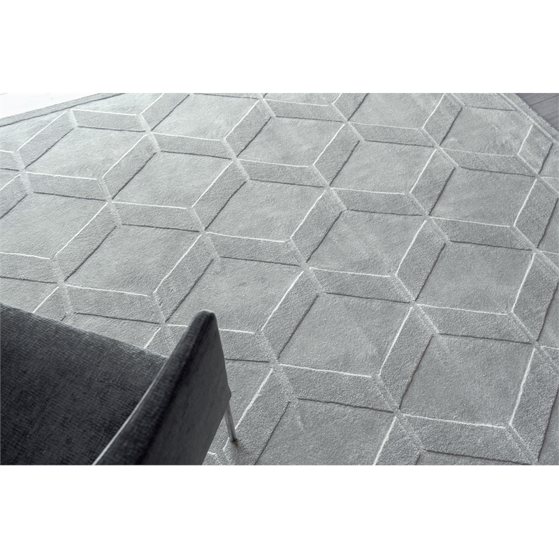 Brunello Modern Handloomed Silky Nylon Light Silver 4'x6' Area Rug