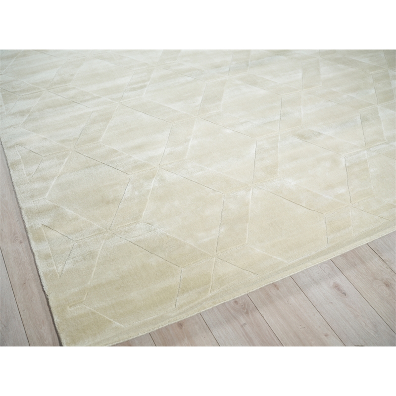Brunello Modern Handloomed Silky Nylon Light Beige 4'x6' Area Rug