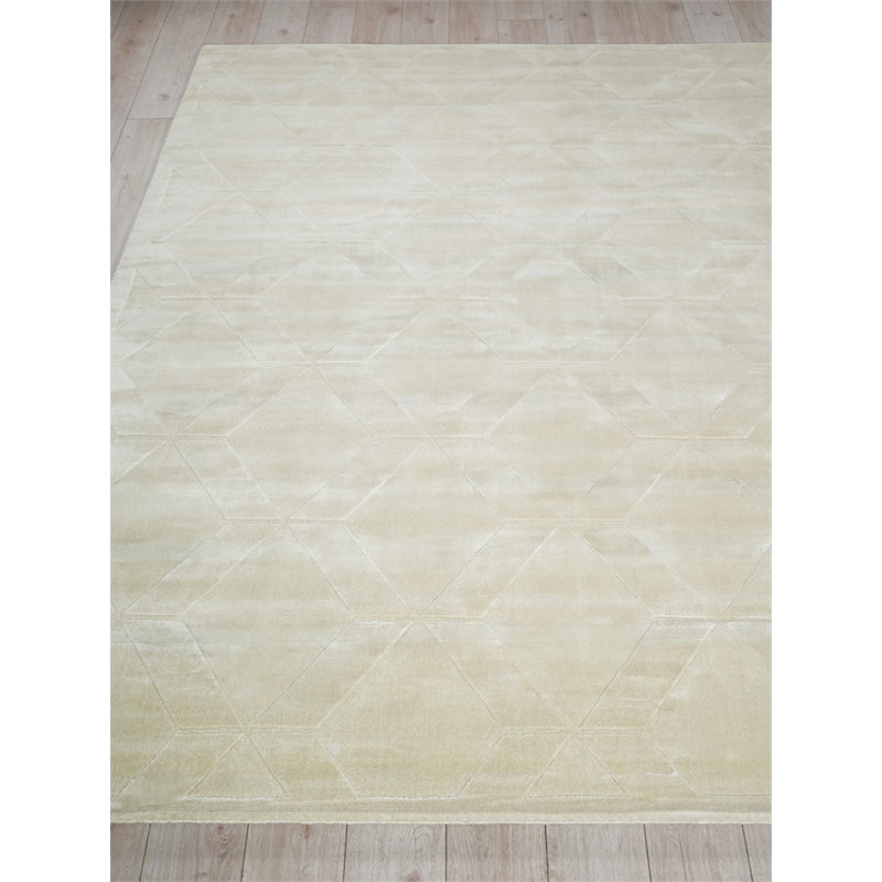 Brunello Modern Handloomed Silky Nylon Light Beige 4'x6' Area Rug
