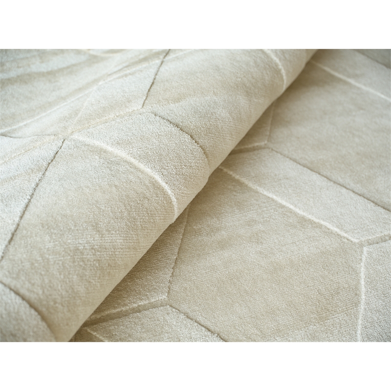 Brunello Modern Handloomed Silky Nylon Light Beige 4'x6' Area Rug
