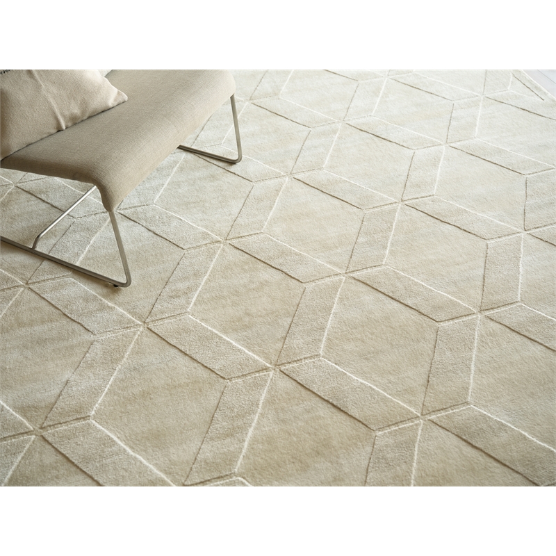 Brunello Modern Handloomed Silky Nylon Light Beige 4'x6' Area Rug
