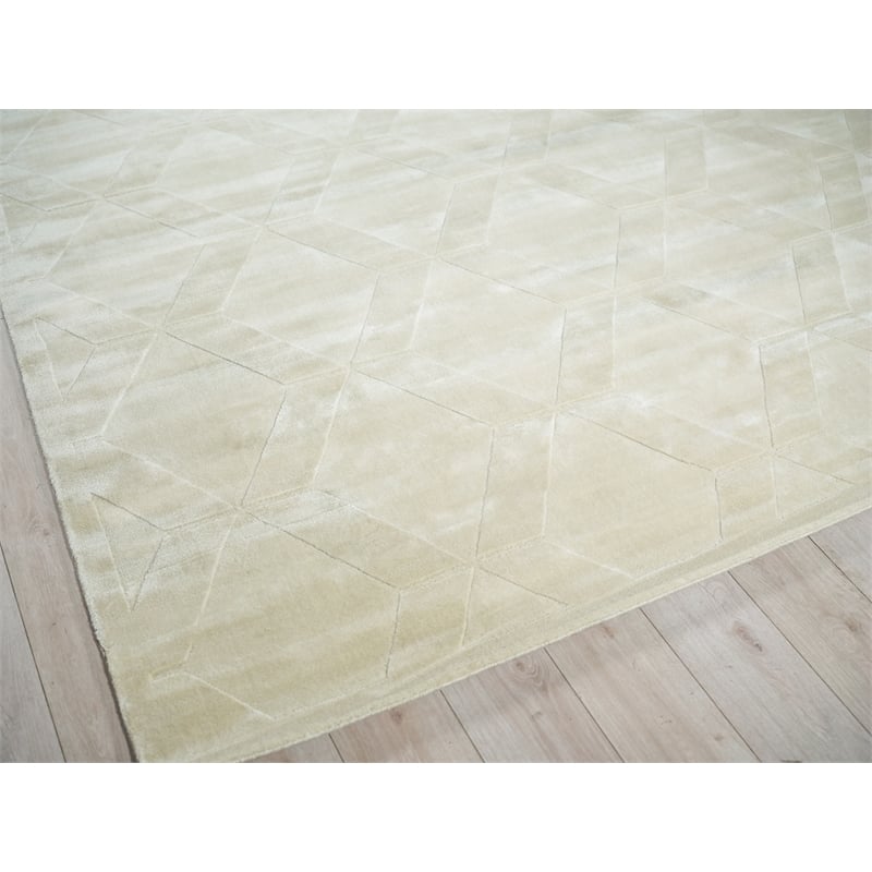 Brunello Modern Handloomed Silky Nylon Light Beige 6'x9' Area Rug