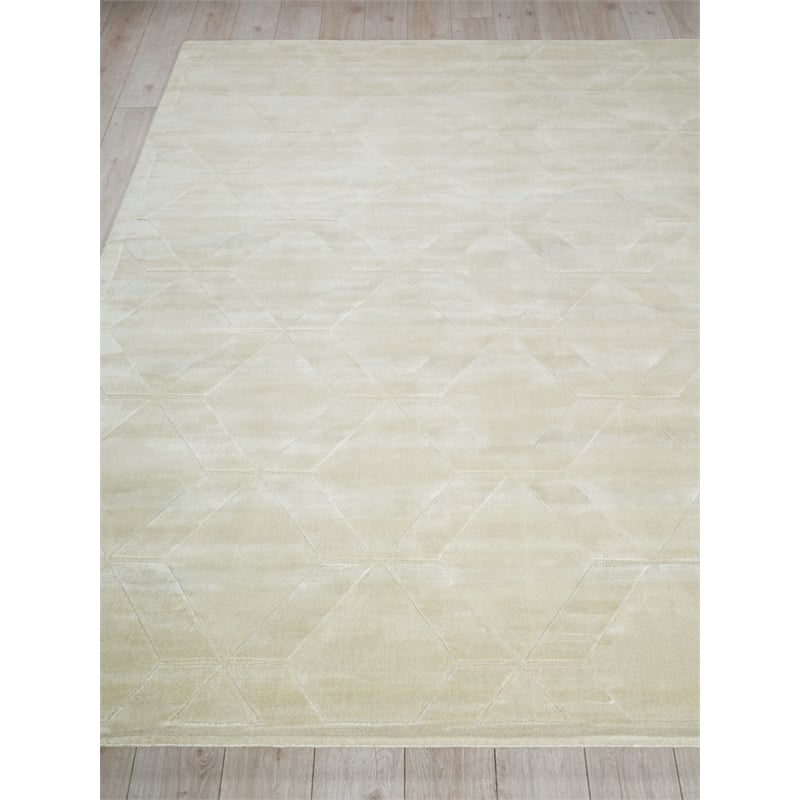 Brunello Modern Handloomed Silky Nylon Light Beige 6'x9' Area Rug